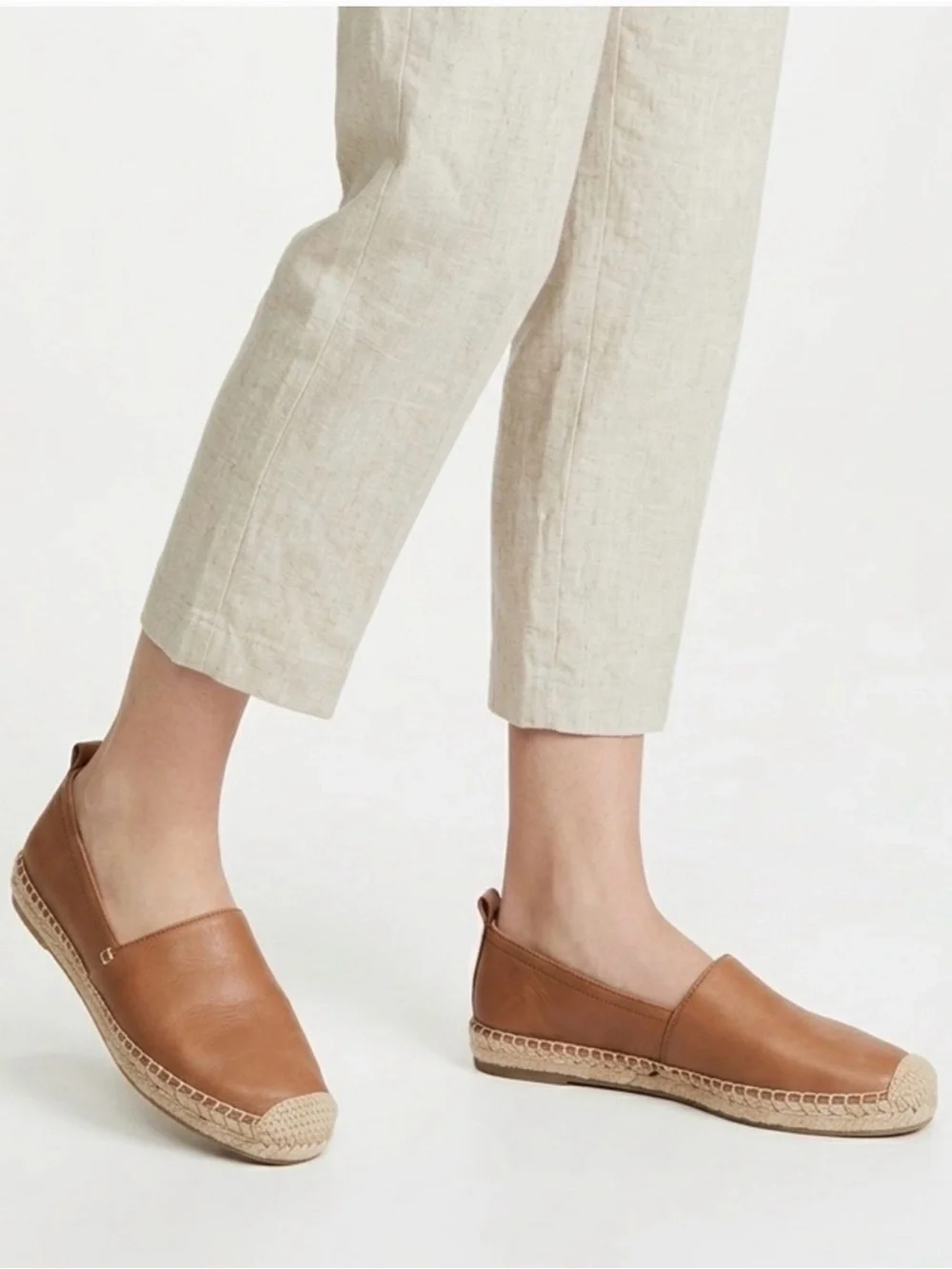 Sam Edelman Kesia Espadrille Flat In Latte Size 6 Leather Casual Shoes
